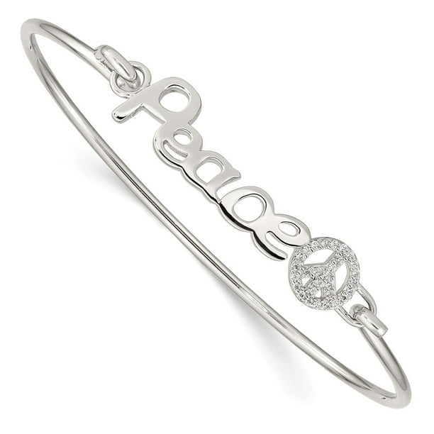 925 Sterling Silver Polished CZ Bangle Bracelet 925 Sterling Silver Polished CZ Bangle Bracelet